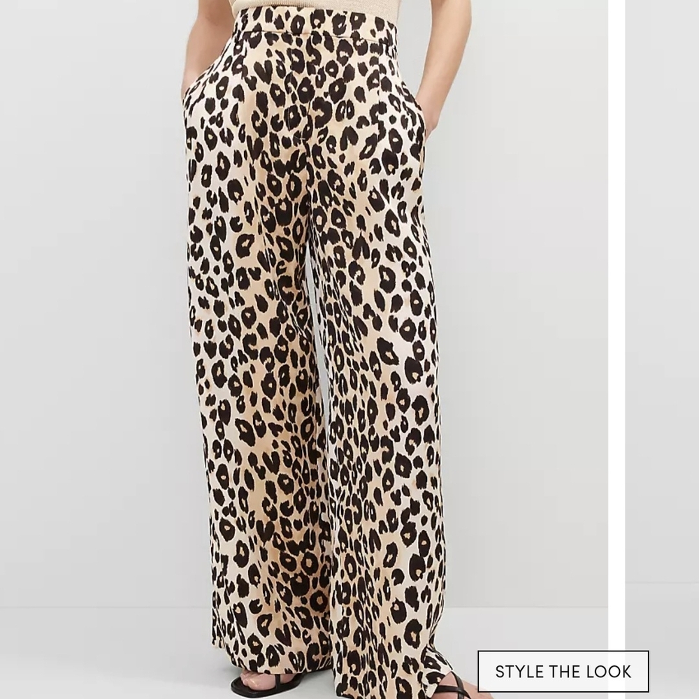 Ann Taylor Animal Print Wide-Leg Pants